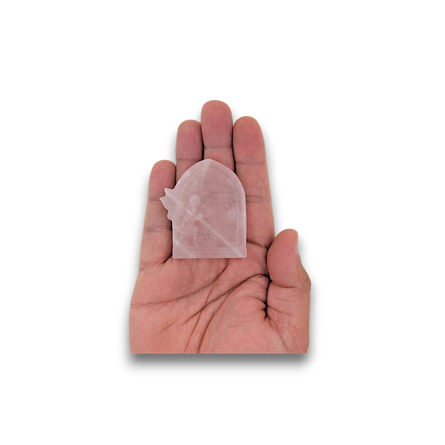 Small Rose Quartz Fairy Door Carving