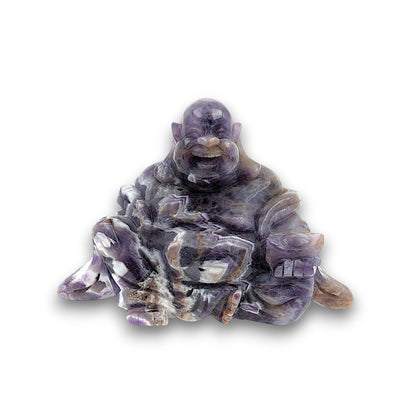 XL Chevron Amethyst Laughing Buddha Carving (Unique Piece)