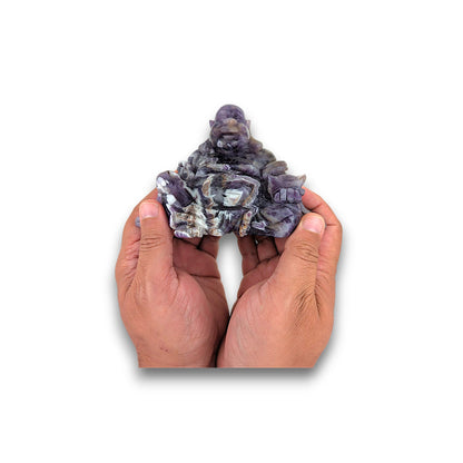 XL Chevron Amethyst Laughing Buddha Carving (Unique Piece)