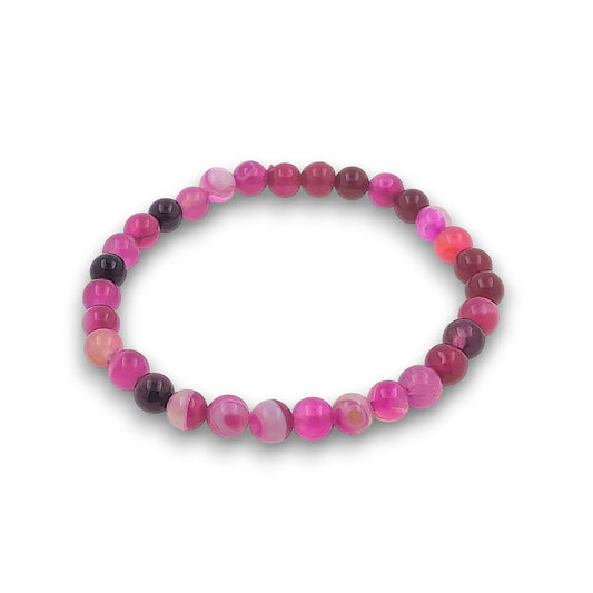 Pink Agate 6mm Bead Bracelet