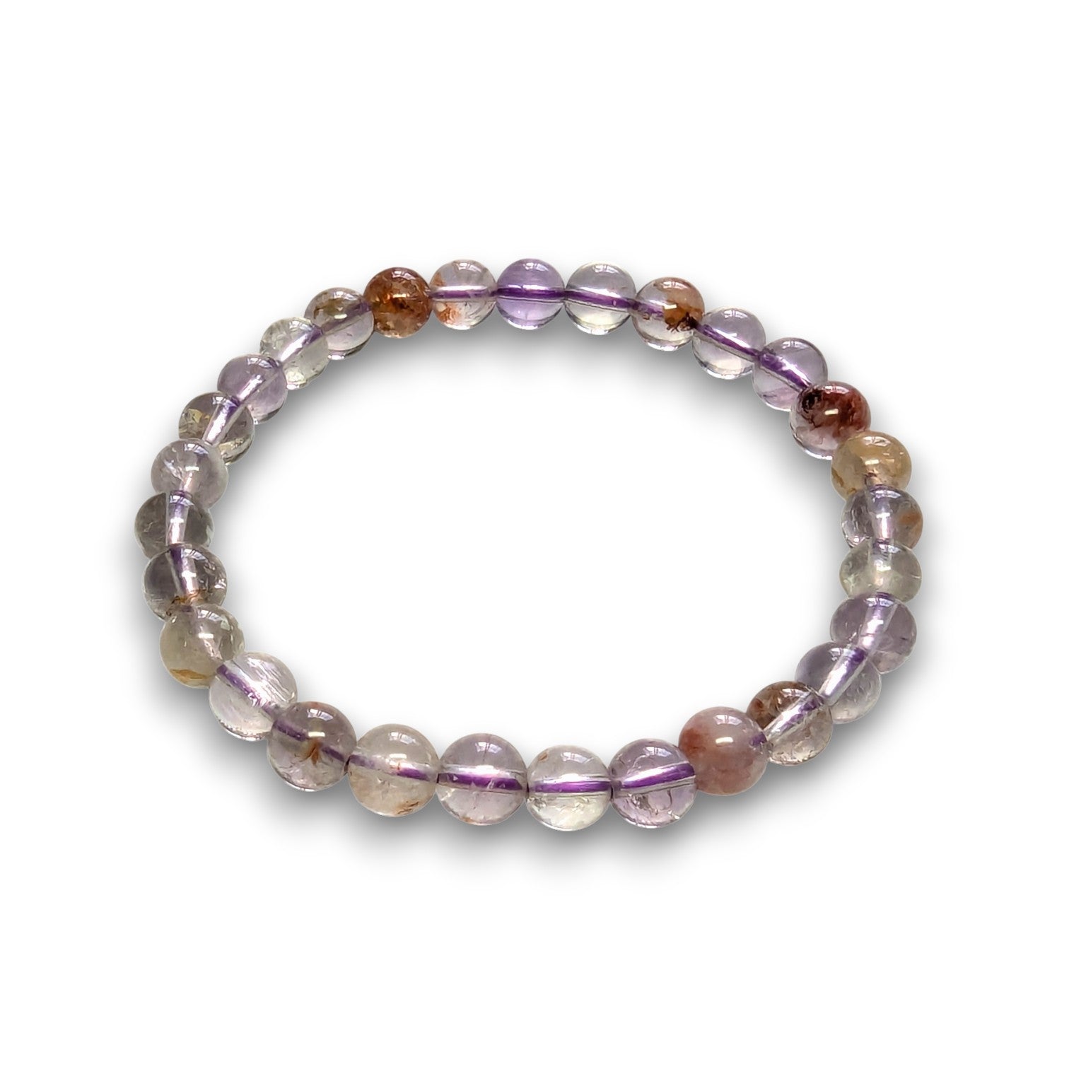 Amethyst Phantom 6mm bead bracelet, Medium 18.5cm
