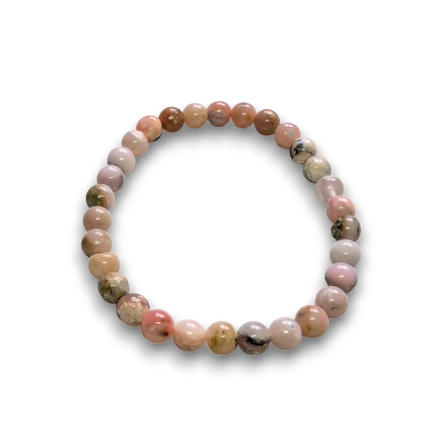 Pink Opal 6mm bead bracelet, Medium 18.5cm