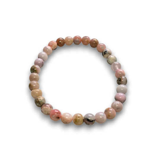 Pink Opal 6mm bead bracelet, Medium 18.5cm