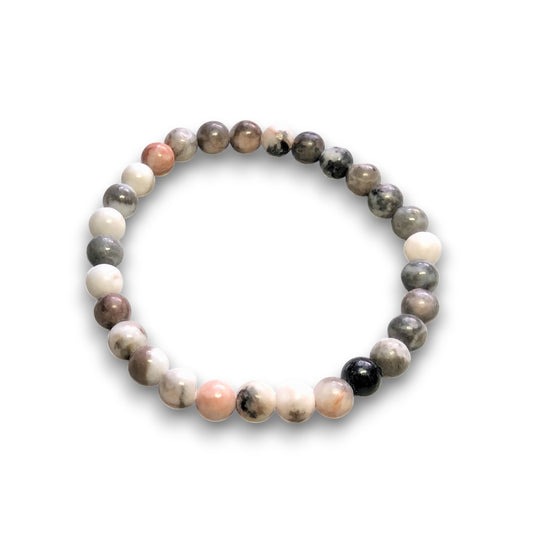 Pink Zebra Jasper 6mm bead bracelet, Medium 18.5cm
