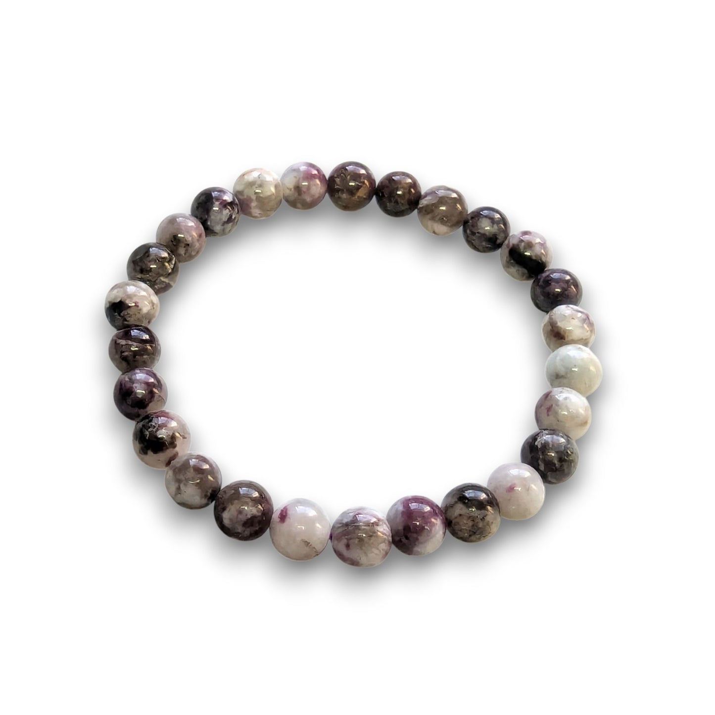Tourmaline Plum 6mm bead bracelet, Medium 18.5cm