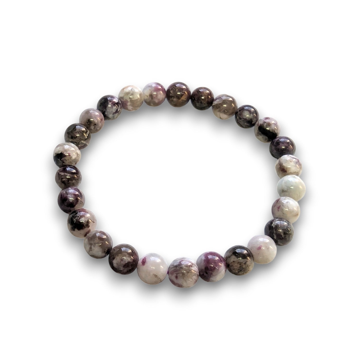 Tourmaline Plum 6mm bead bracelet, Medium 18.5cm