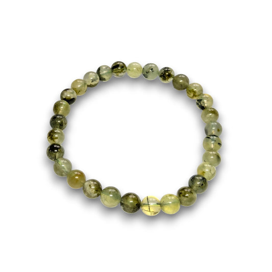 Prehnite 6mm bead bracelet, Medium 18.5cm