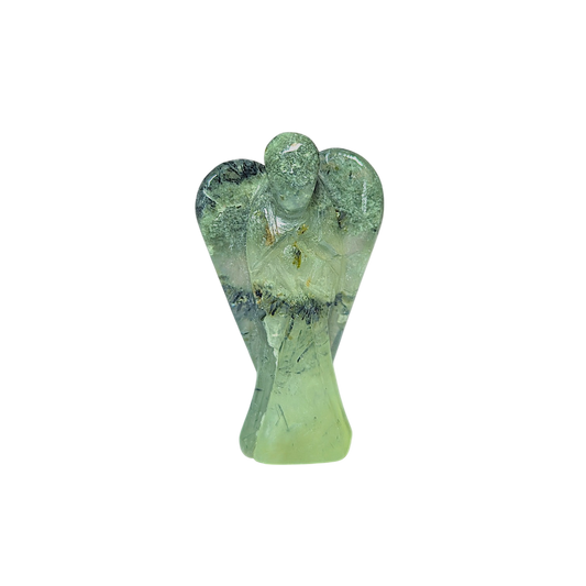 Medium Prehnite Angel Carving. Medium 50mm tall hand carved Angel.