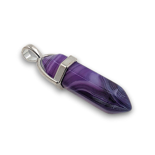 Purple Agate Double Terminated Hexagonal Pendant - Pack of 5. Double terminated hexagonal point pendant, mounted with a.