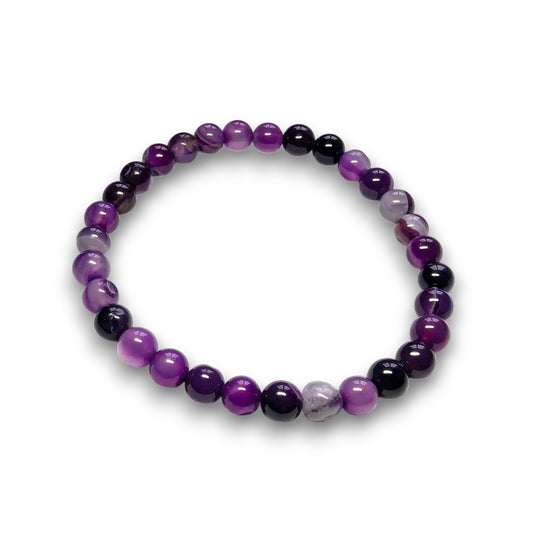 Purple Agate 6mm bead bracelet, Medium 18.5cm