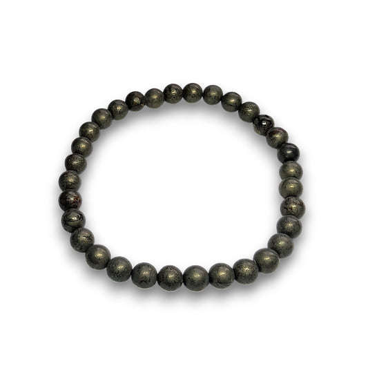 Pyrite 6mm bead bracelet, Large 20.5cm