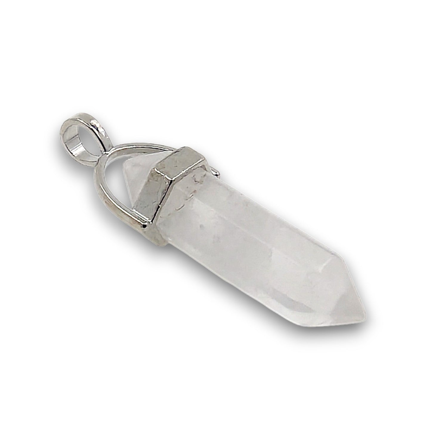 Quartz Double Terminated Hexagonal Pendant - Pack of 5. Double terminated hexagonal point pendant, mounted with a silver.