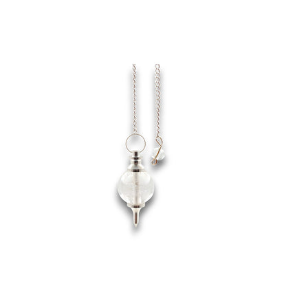 Quartz Sphere Pendulum. Quartz gemstone pendulum supplied with a drawstring pendulum pouch.