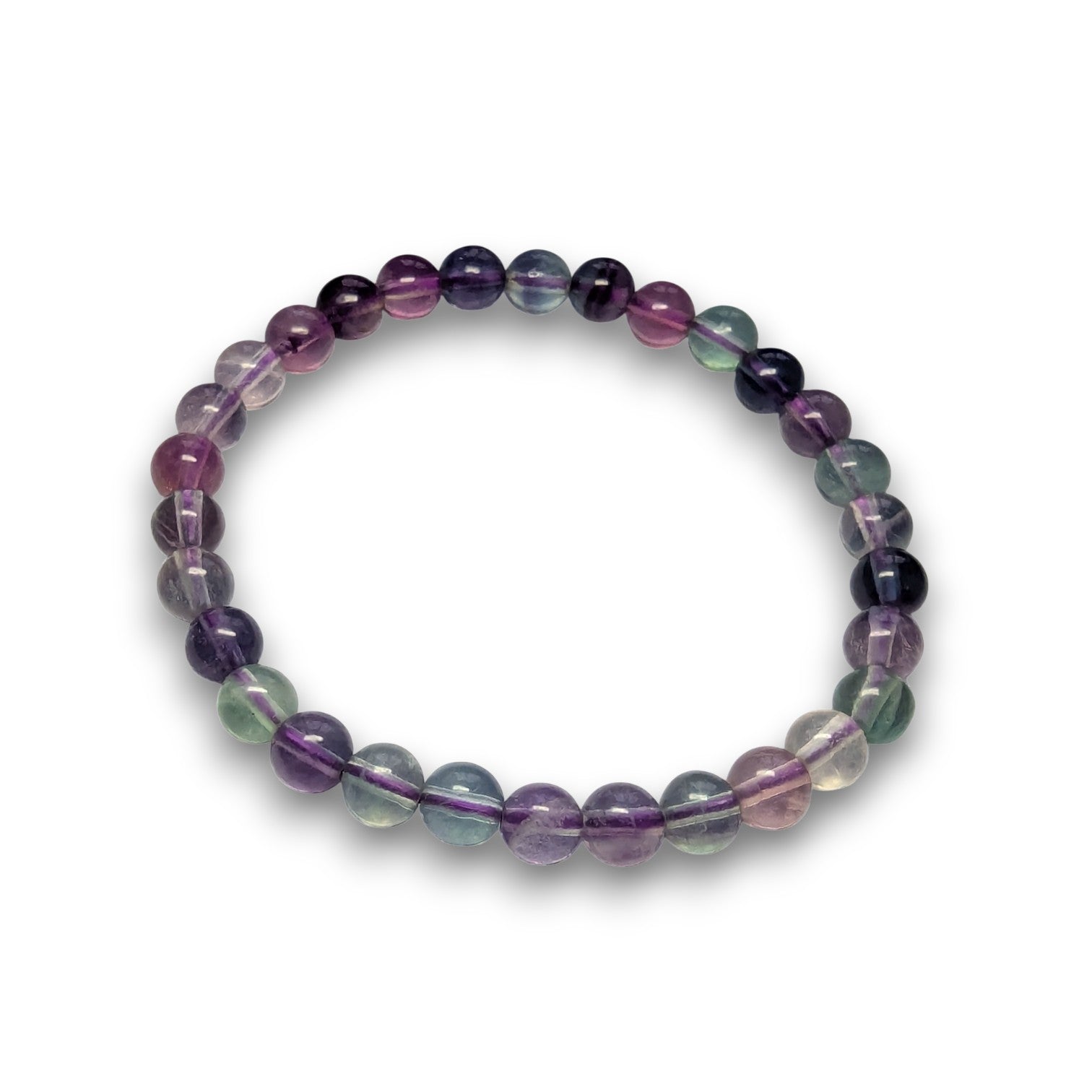 Rainbow Fluorite 6mm bead bracelet, Medium 18.5cm