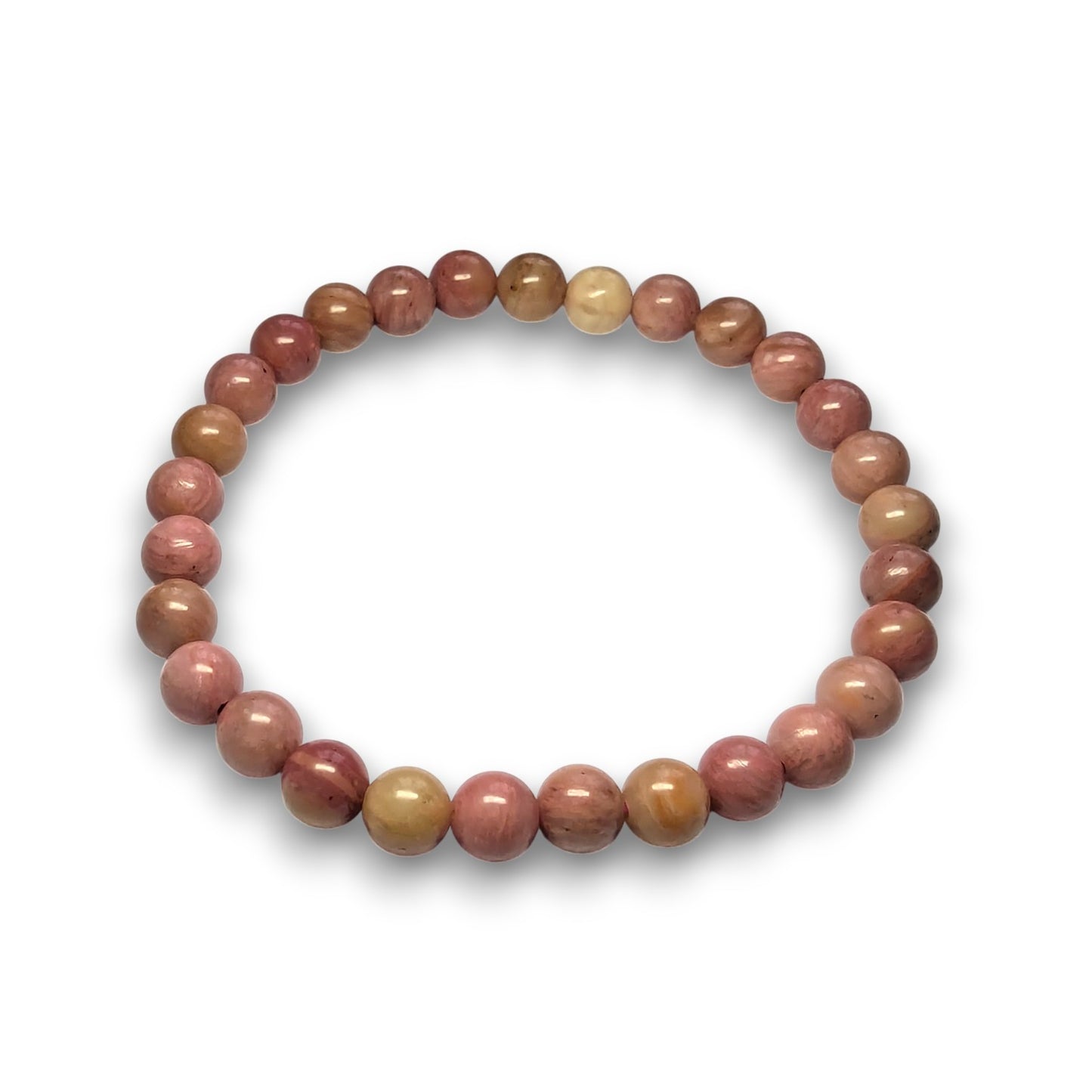 Rhodonite 6mm bead bracelet, Medium 18.5cm