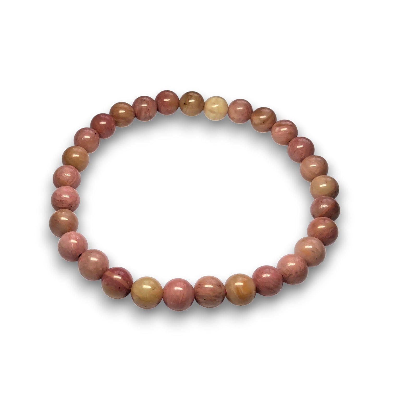 Rhodonite 6mm bead bracelet, Medium 18.5cm