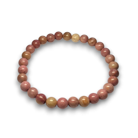 Rhodonite 6mm bead bracelet, Medium 18.5cm