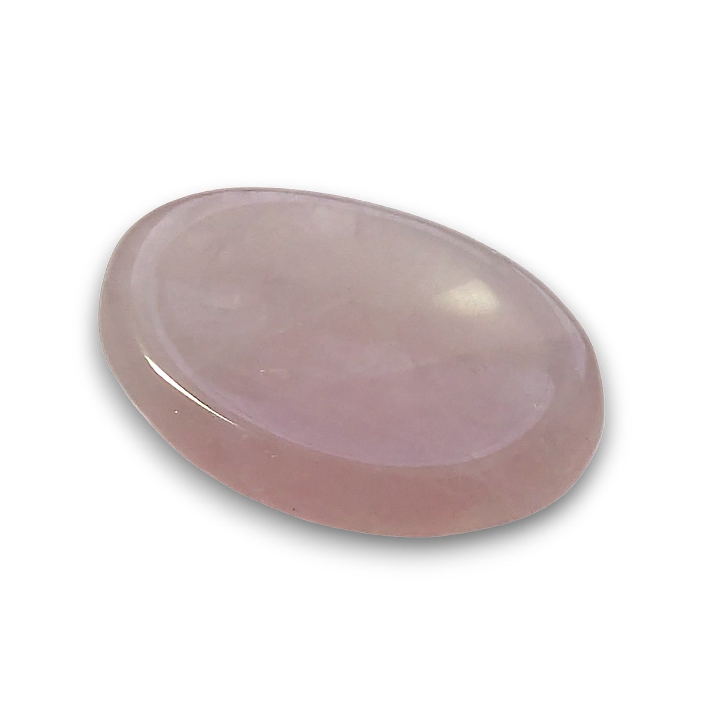Rose Quartz Thumbstone. Approximately 40mm long, 30mm wide and 8mm deep.