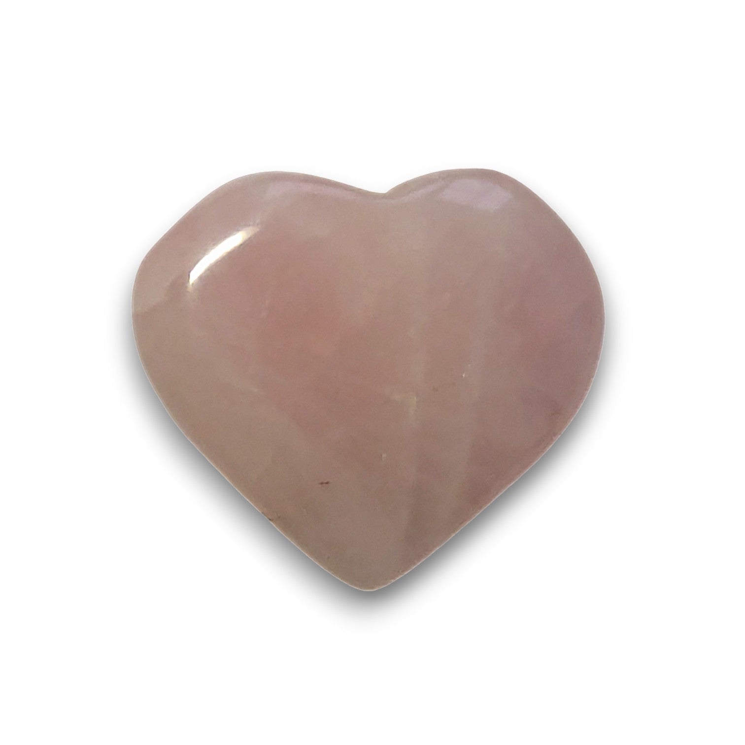 Medium Rose Quartz Heart Carving. Approximately 30mm tall, 32mm wide and 6mm deep.