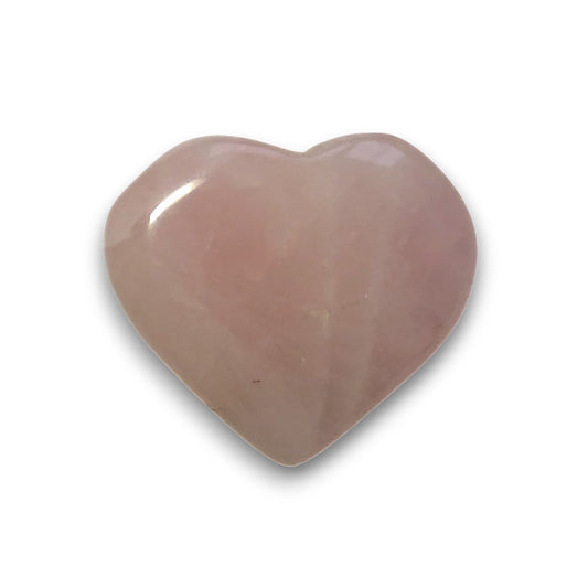 Medium Rose Quartz Heart Carving. Approximately 30mm tall, 32mm wide and 6mm deep.