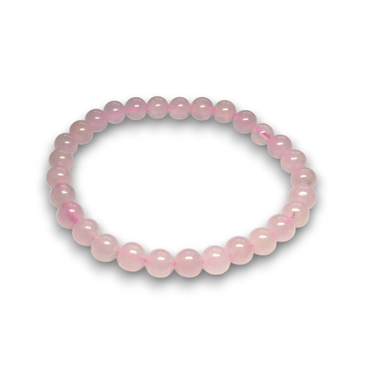 Rose Quartz 6mm bead bracelet, Medium 18.5cm