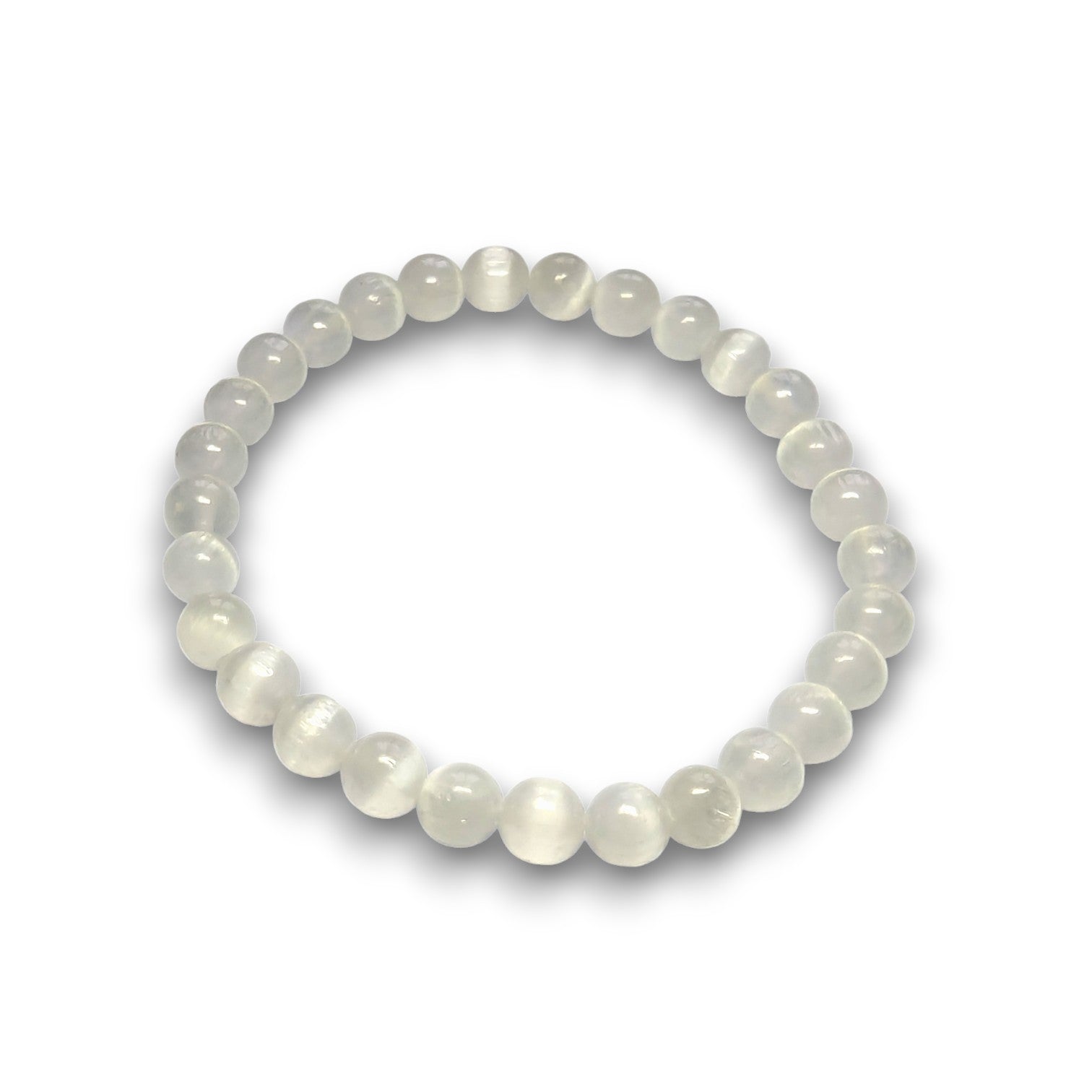 Selenite Grade 3 6mm bead bracelet, Medium 18.5cm