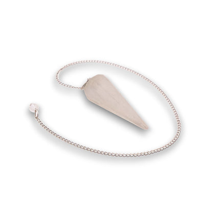 Selenite Pendulum. Gemstone pendulum supplied with a drawstring pendulum pouch.
