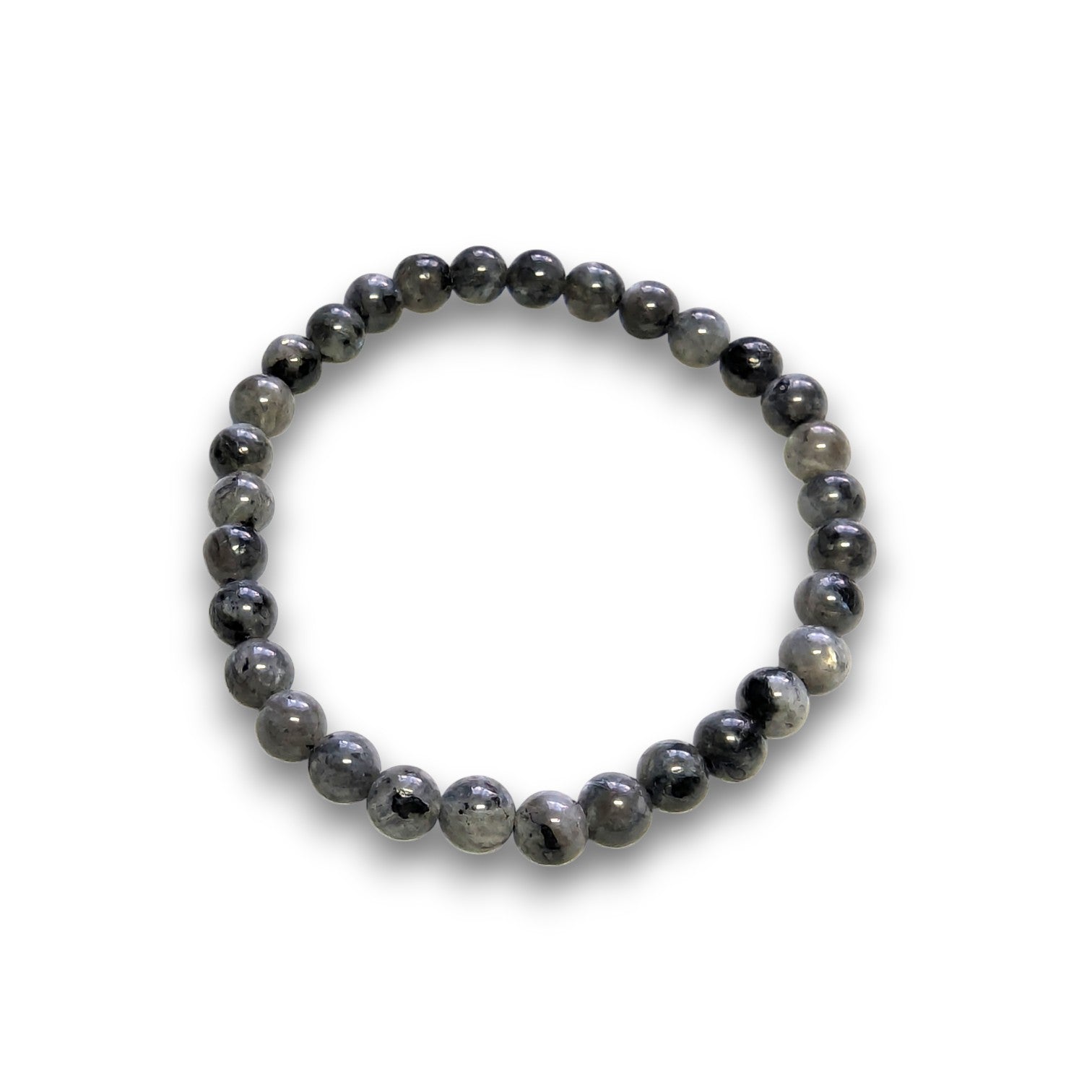 Silver Larvikite 6mm bead bracelet, Medium 18.5cm