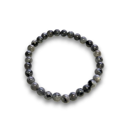 Silver Larvikite 6mm bead bracelet, Medium 18.5cm