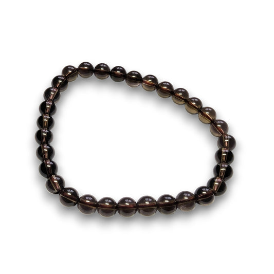 Smokey Quartz 6mm bead bracelet, Medium 18.5cm