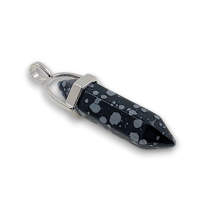 Snowflake Obsidian Double Terminated Hexagonal Pendant - Pack of 5. Double terminated hexagonal point pendant, mounted with.