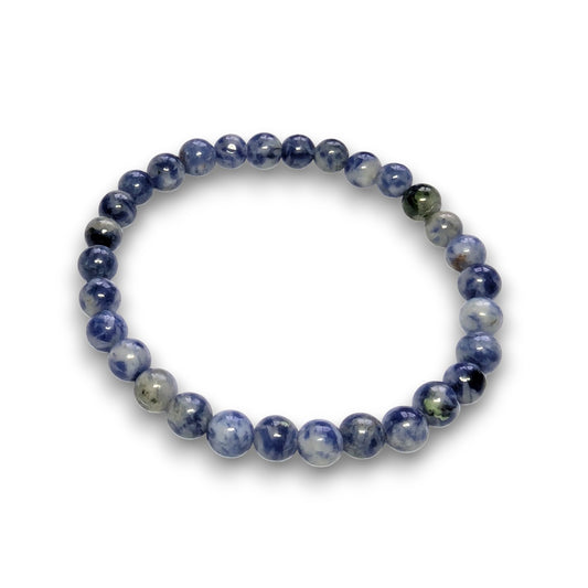 Sodalite Blue Dot 6mm bead bracelet, Medium 18.5cm