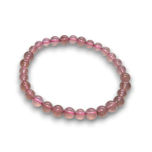 Strawberry Quartz 6mm bead bracelet, Medium 18.5cm