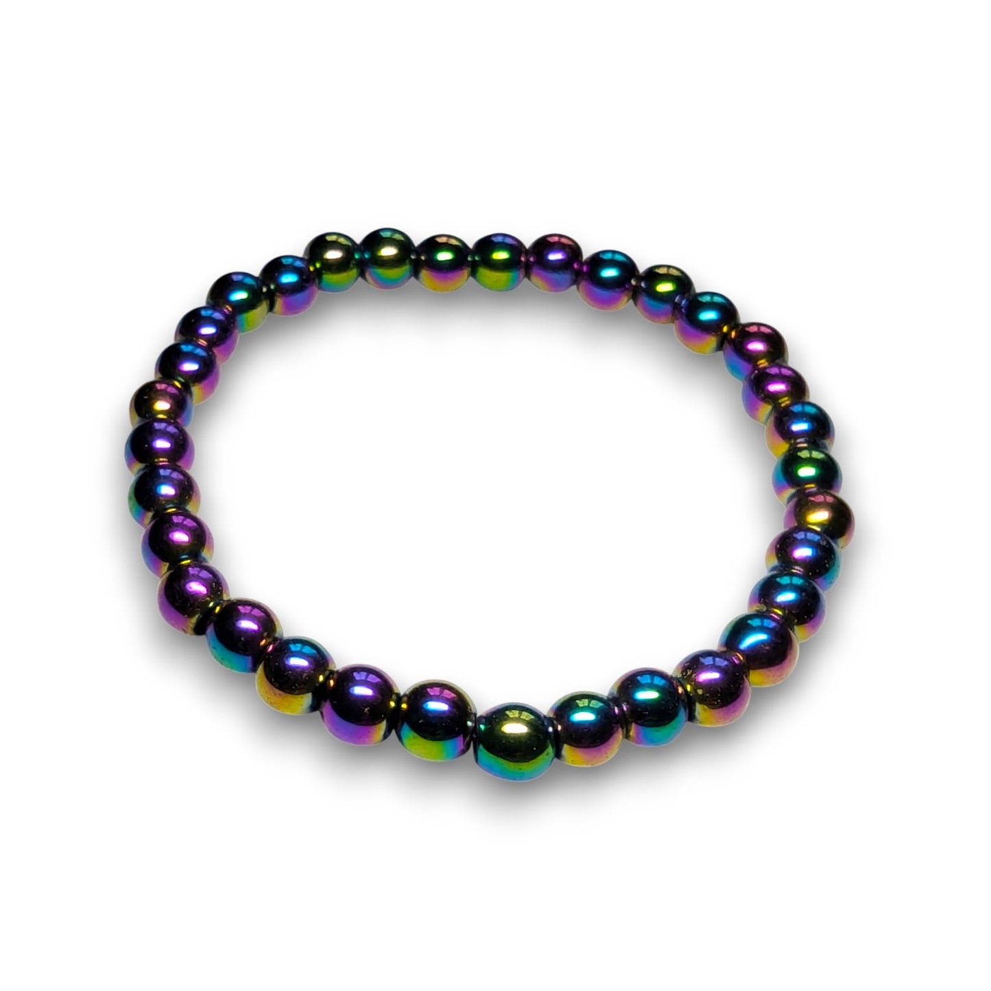 Titanium Hematite 6mm bead bracelet, Medium 18.5cm