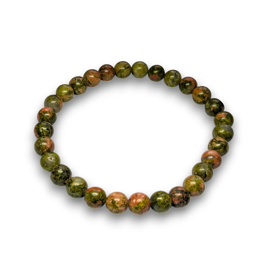Unakite 6mm bead bracelet, Medium 18.5cm