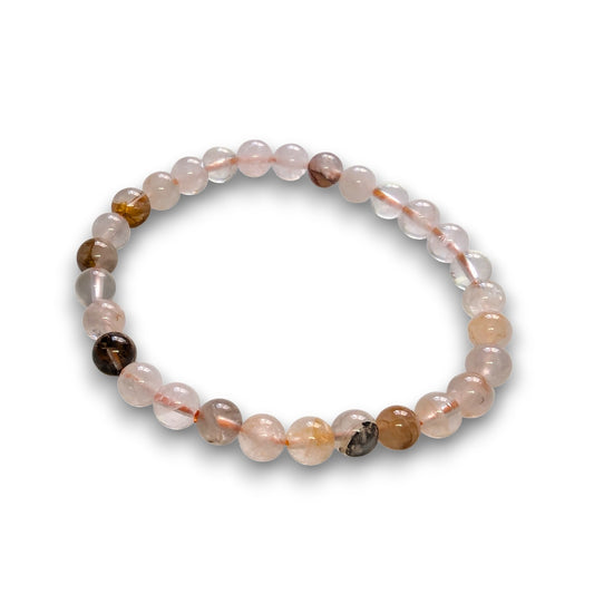 Yellow Hematoid Quartz 6mm bead bracelet, Medium 18.5cm