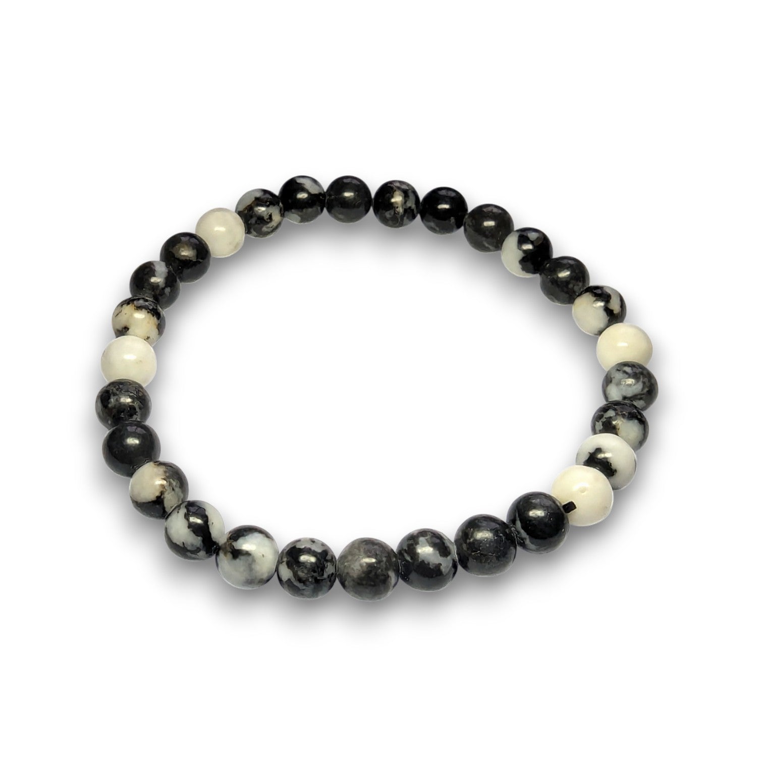 Zebra Jasper 6mm bead bracelet, Medium 18.5cm