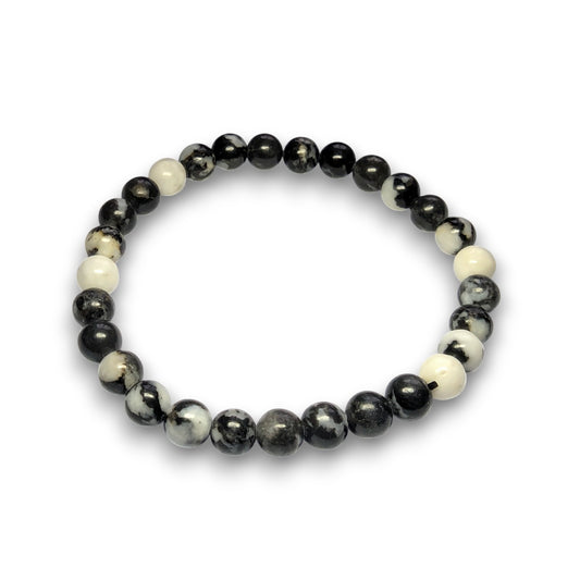 Zebra Jasper 6mm bead bracelet, Medium 18.5cm