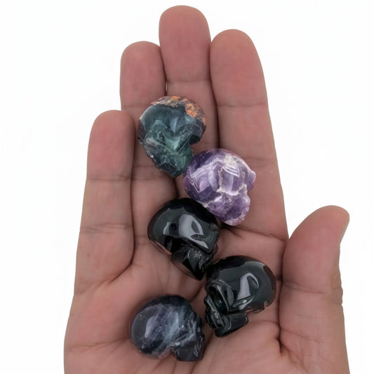Small Assorted Gemstone Skulls - Pack of 5