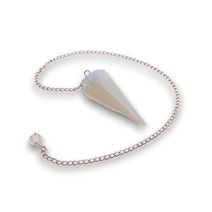 Opalite Eye Pendulum. Opalite pendulum supplied with a drawstring pendulum pouch.