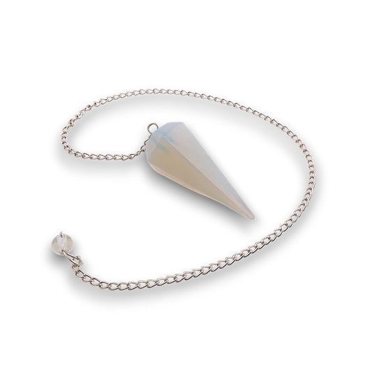 Opalite Eye Pendulum. Opalite pendulum supplied with a drawstring pendulum pouch.