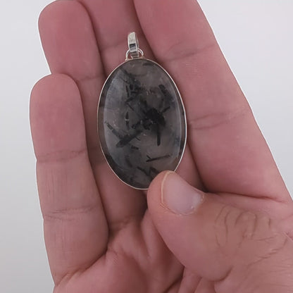 Tourmalinated Quartz Sterling Silver Pendant (Unique Piece)