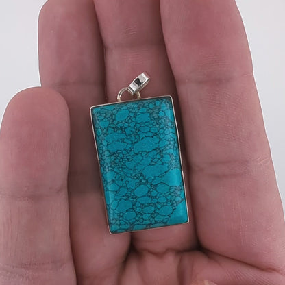 Blue Howlite (dyed) Sterling Silver Pendant (Unique Piece)