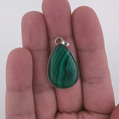 Malachite Sterling Silver Pendant (Unique Piece)