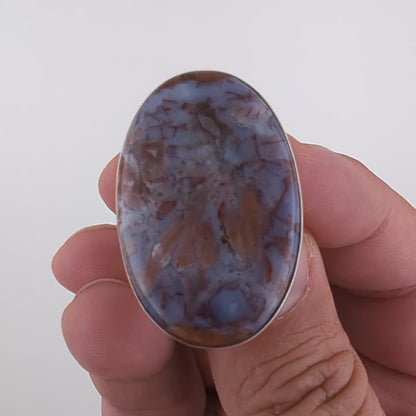 Cherry Blossom Agate Sterling Silver Ring (Unique Piece)