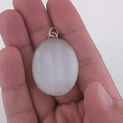 Selenite Sterling Silver Pendant (Unique Piece)