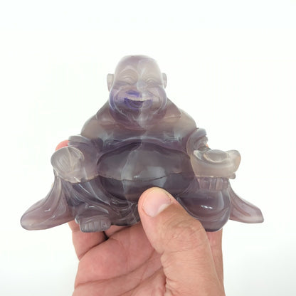 XL Fluorite Laughing Buddha Carving (Unique Piece)