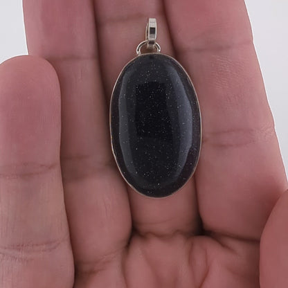 Blue Goldstone Sterling Silver Pendant (Unique Piece)