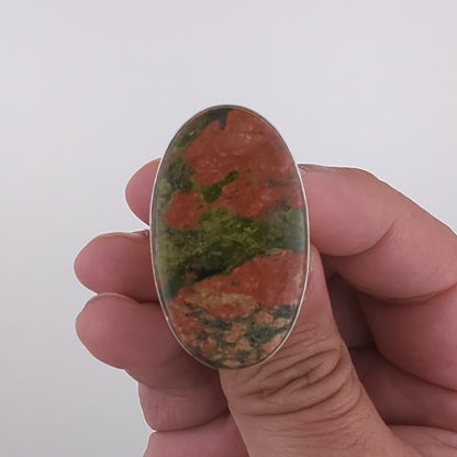 Unakite Sterling Silver Ring (Unique Piece)